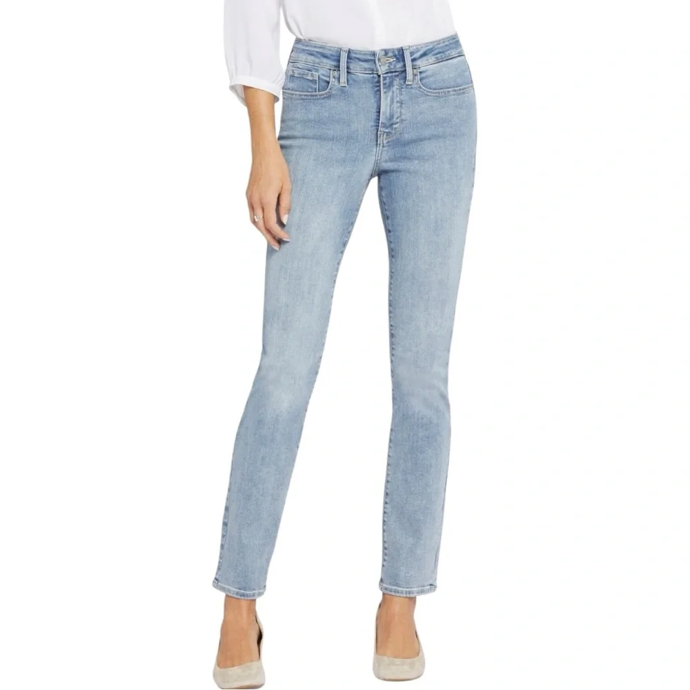 NYDJ Sheri Slim Jeans in Haley Wash size 0 NWT Stretch Pockets Medium Wash - Picture 2 of 14